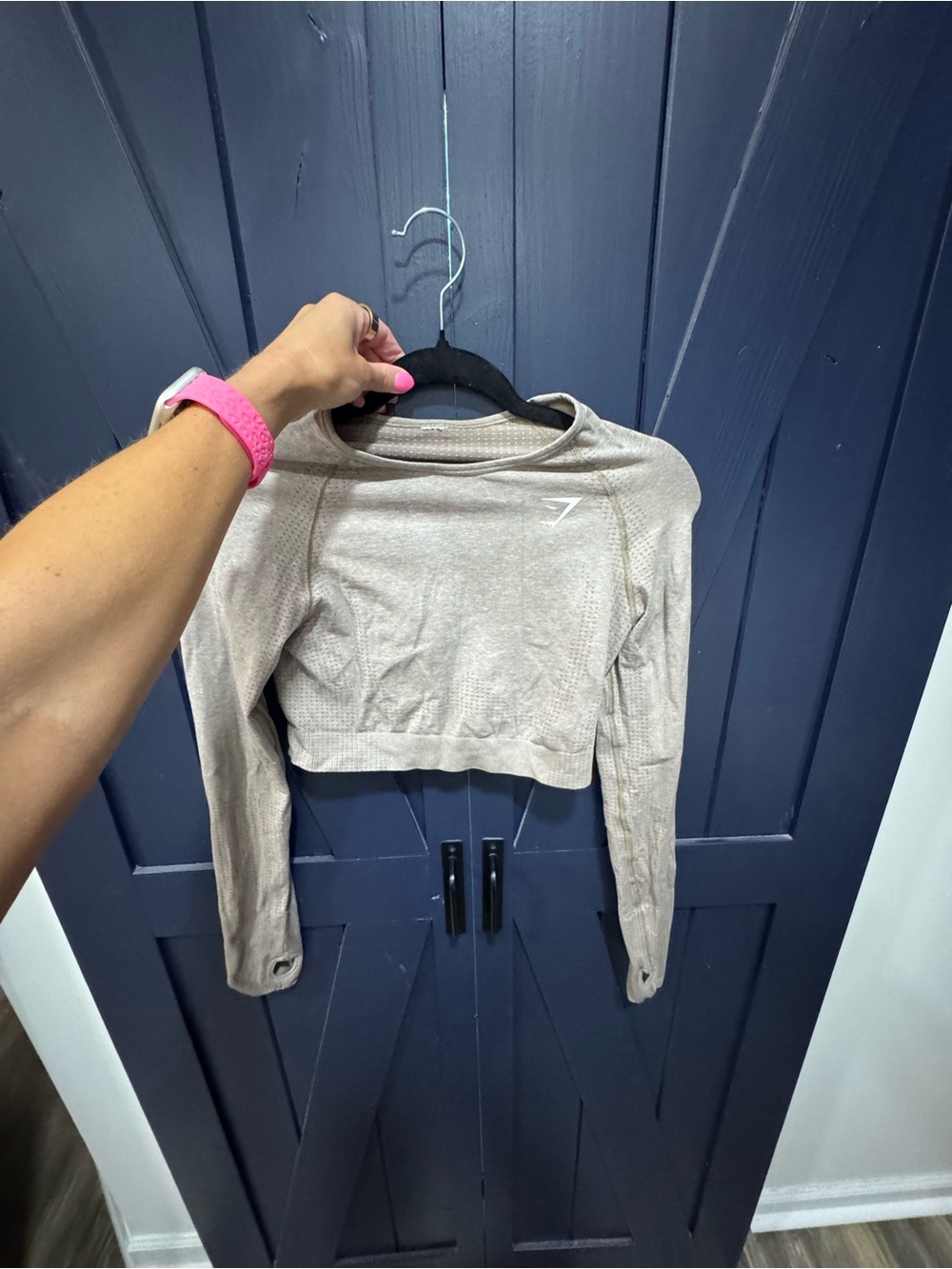 Gymshark Beige Long Sleeve Cropped Seamless Top